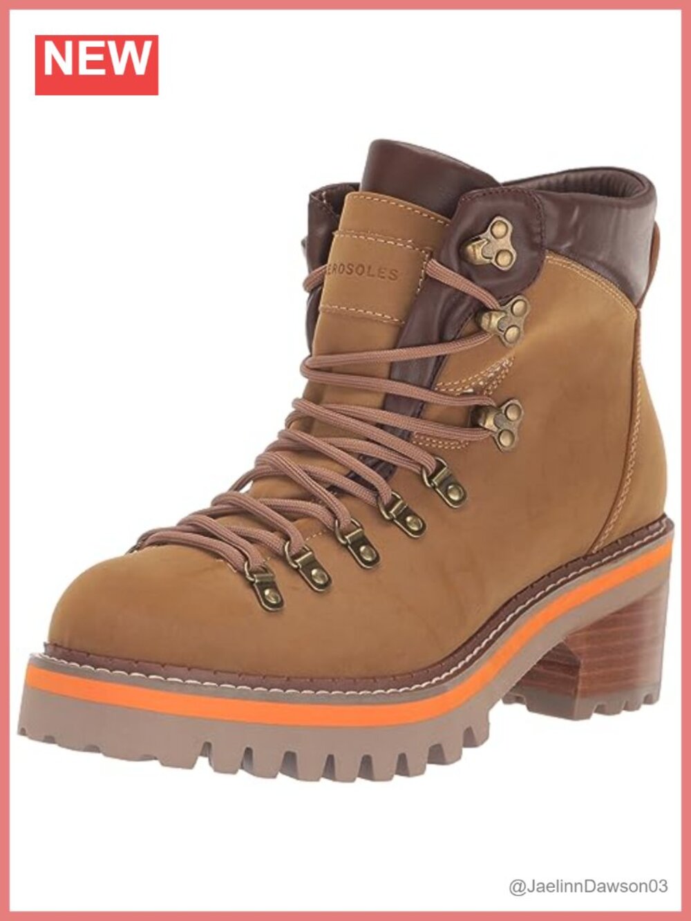 Aerosoles Skylar Faux Leather Ankle Hiking Bootie Lace Up Cushioned